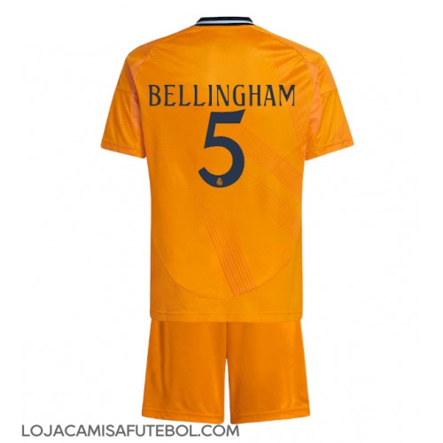 Camisa de Futebol Real Madrid Jude Bellingham #5 Equipamento Secundário Infantil 2024-25 Manga Curta (+ Calças curtas)